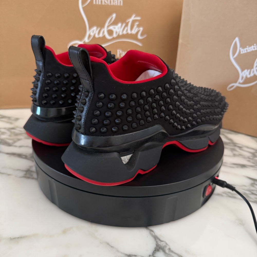 Christian Louboutin 1190270 Men's Black Spike-Sock Flat Neoprene, sizes - Picture 3 of 15
